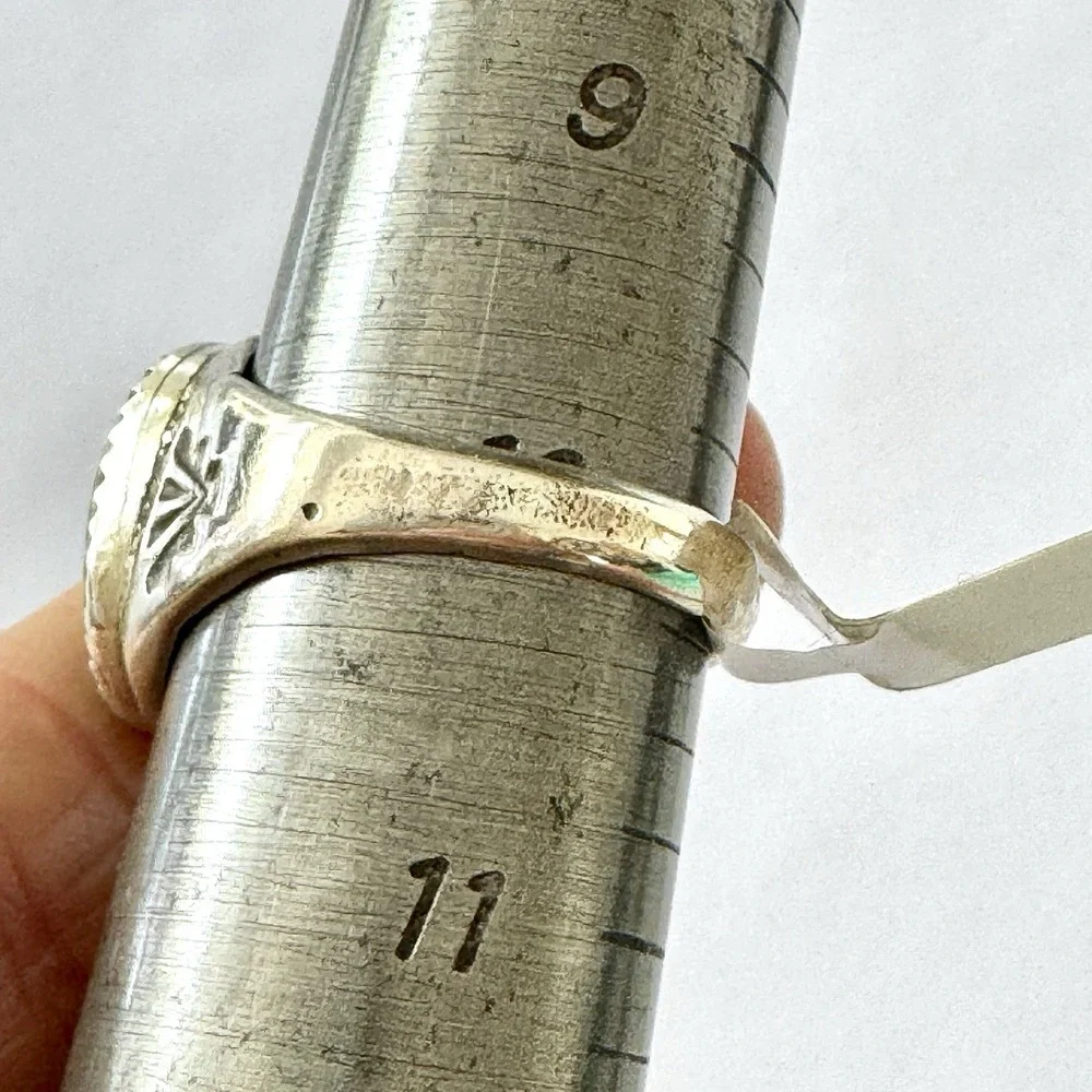 Navajo‎ Turquoise Band Sz 10 Annie Lincoln Sterling Handmade Wedding Ring Native